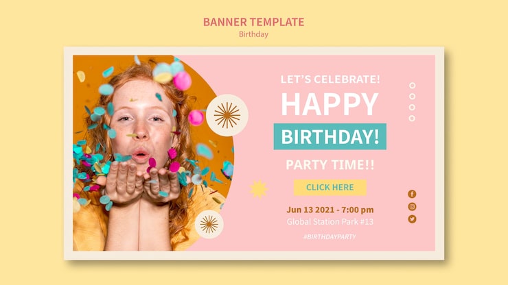 PSD gratuito celebrar cumpleaños plantilla de banner horizontal