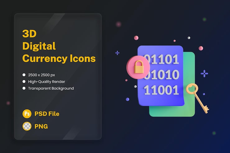 PSD gratuito cifrado de datos de ilustración de icono 3d