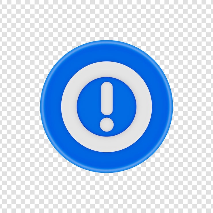 PSD gratuito círculo azul 3d con signo de exclamación blanco: icono de alerta