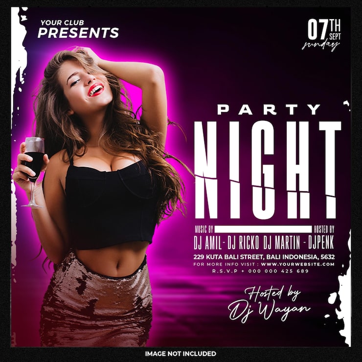 PSD gratuito club dj party flyer publicación en redes sociales