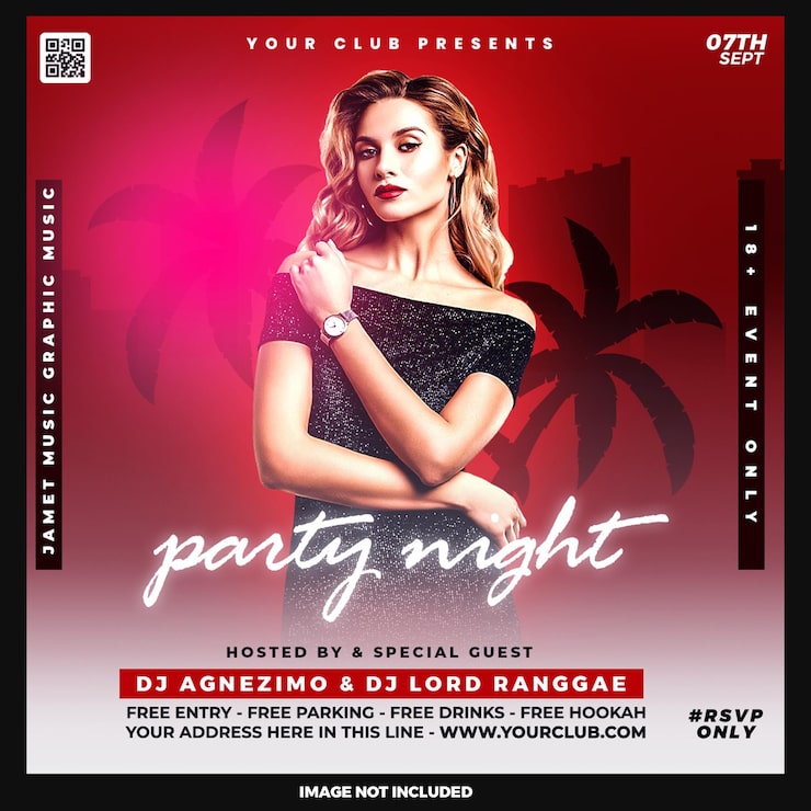 PSD gratuito club dj party flyer publicación en redes sociales