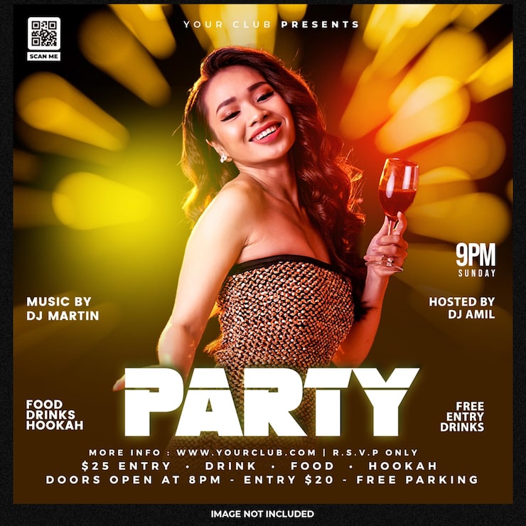 PSD gratuito club dj party flyer publicación en redes sociales