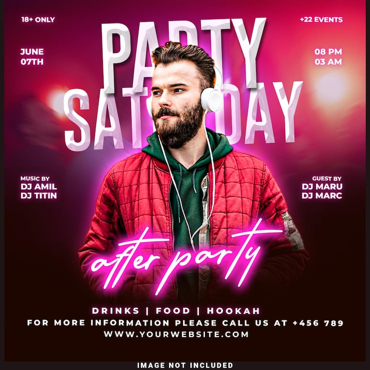 PSD gratuito club dj party flyer publicación en redes sociales