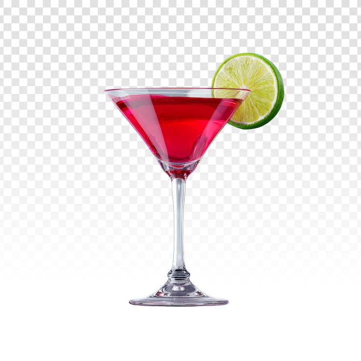 PSD gratuito cóctel cosmopolitan en copa de martini con guarnición de lima