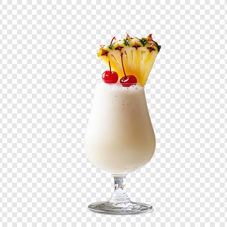 PSD gratuito coctel de pina colada cremoso con piña y cerezas