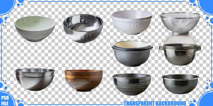 PSD gratuito colección de cuencos variados en un fondo transparente