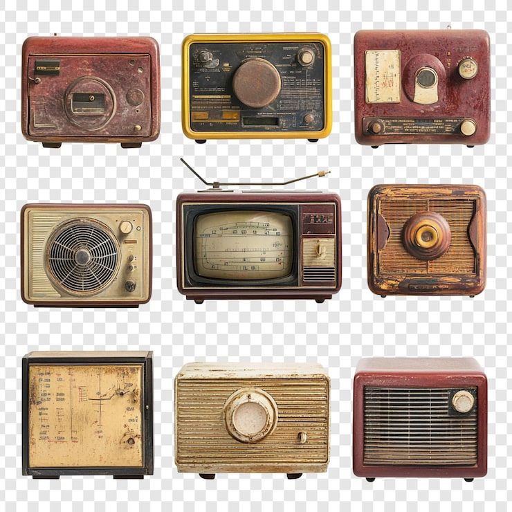 PSD gratuito colección de radios y televisores antiguos