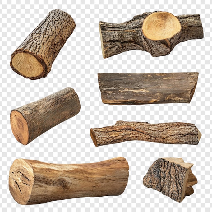 PSD gratuito colección de troncos y ramas de madera rústicos ideales para artesanía o chimenea