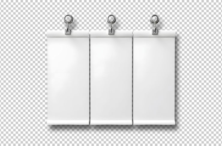 PSD gratuito colgando hojas de papel en blanco