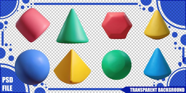 PSD gratuito coloridas formas 3d para uso educativo