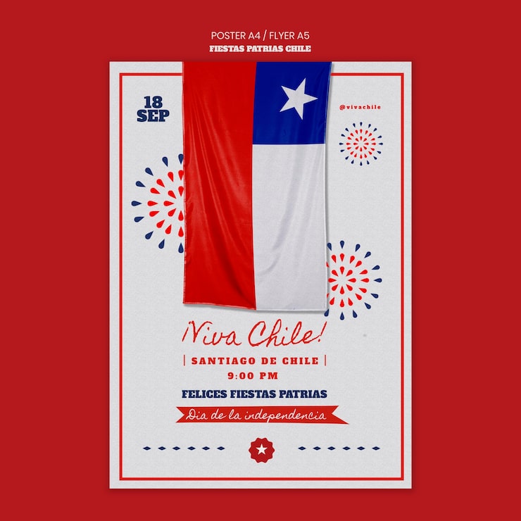 PSD gratuito concepto de cartel del día internacional de chile
