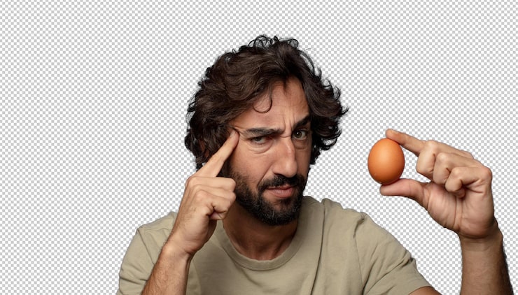 PSD gratuito concepto de huevo de hombre barbudo adulto joven
