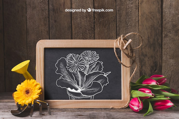 PSD gratuito concepto romántico floral de presentación