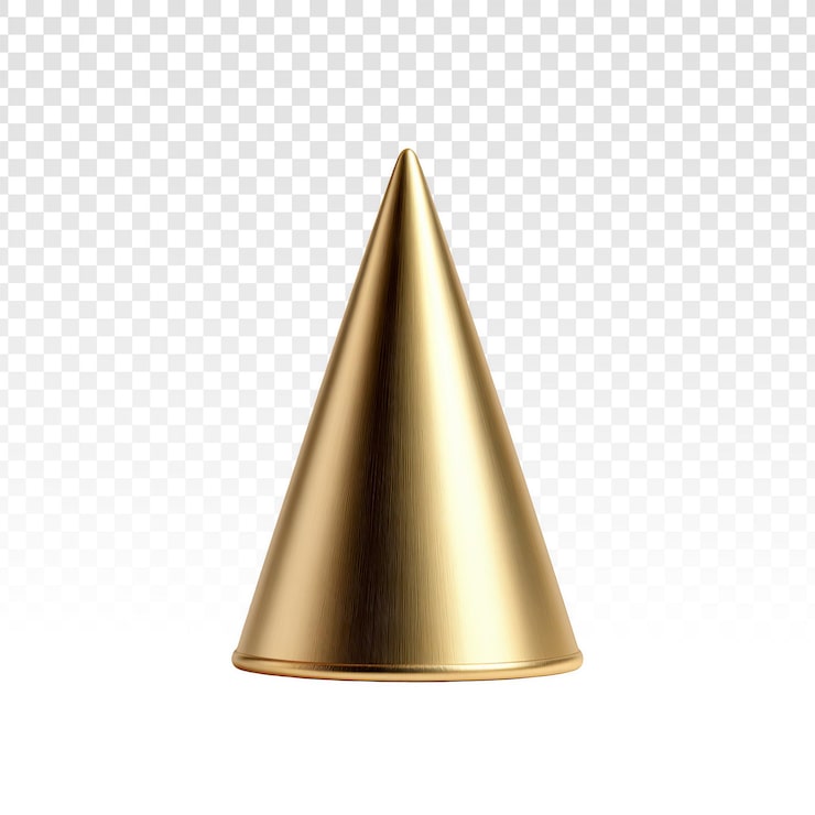 PSD gratuito cono metálico dorado 3d