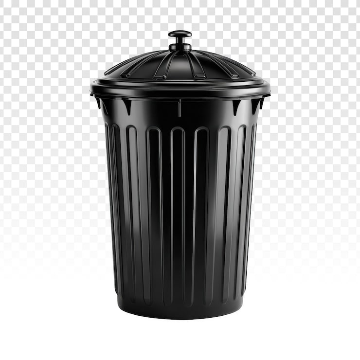 PSD gratuito un contenedor de basura de plástico negro con tapa