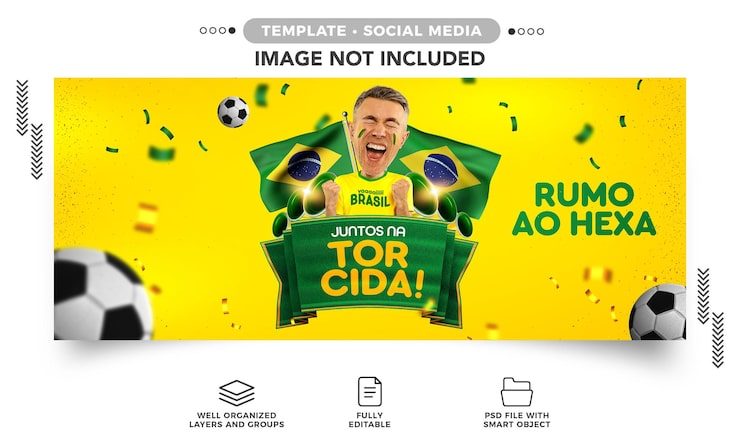 PSD gratuito copa del mundo de banner de redes sociales animando a hexa