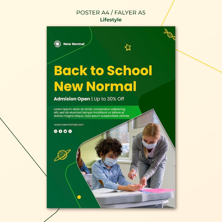 PSD gratuito covid lifestyle poster e modello di progettazione flyer