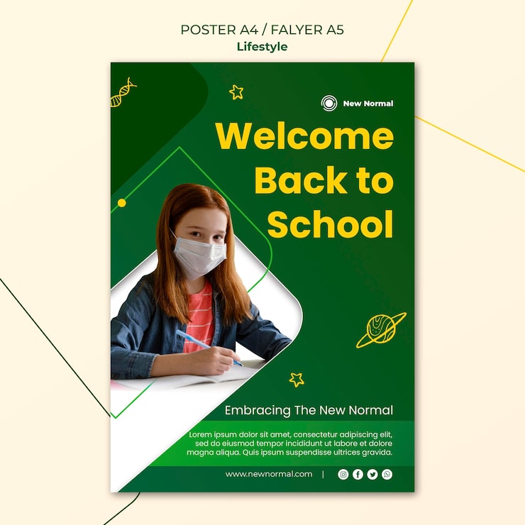PSD gratuito covid lifestyle poster e modello di progettazione flyer
