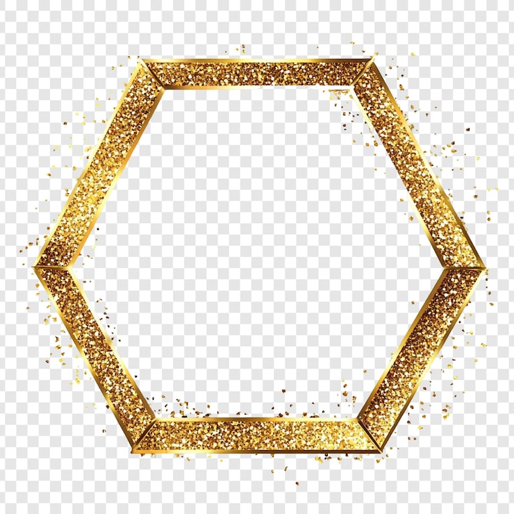 PSD gratuito cuadro de brillo hexagonal dorado elemento de diseño elegante