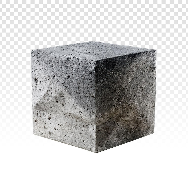 PSD gratuito cubo de hormigón aislado con textura rugosa