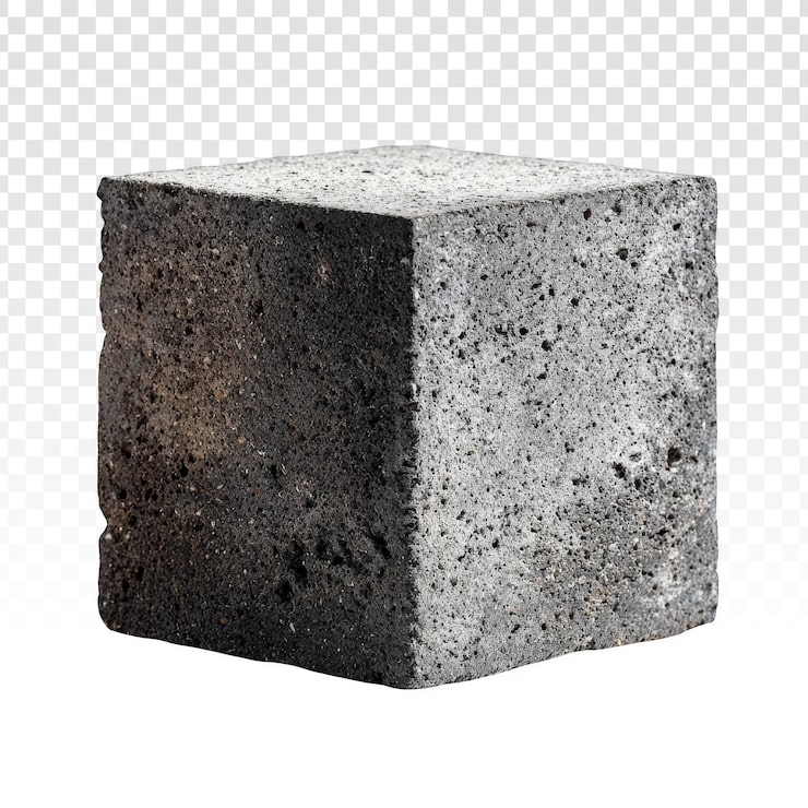 PSD gratuito cubo de hormigón gris oscuro rugoso sobre fondo transparente