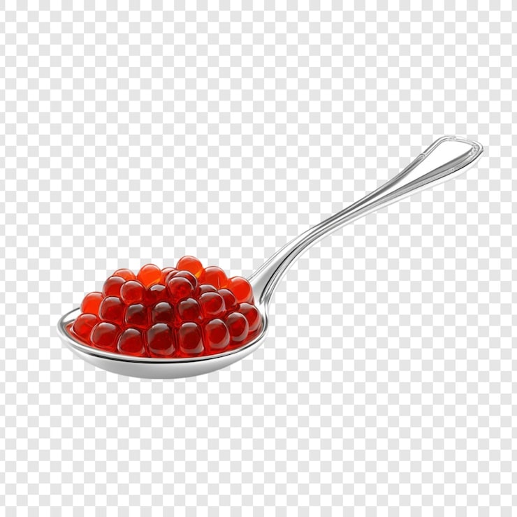 PSD gratuito una cuchara de caviar rojo, delicioso para los gourmets.