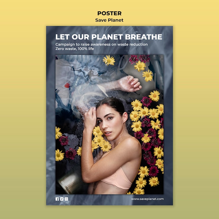 PSD gratuito cuida la plantilla de póster de la tierra