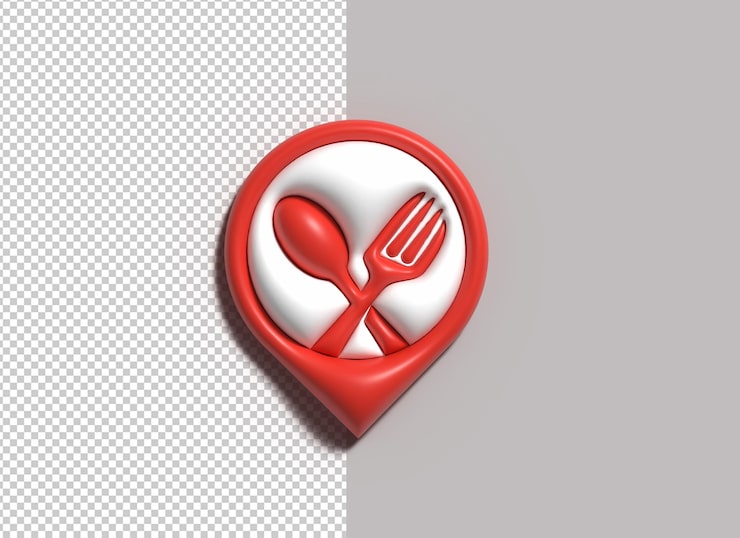 PSD Gratis desain ilustrasi 3d logo ikon aplikasi restoran