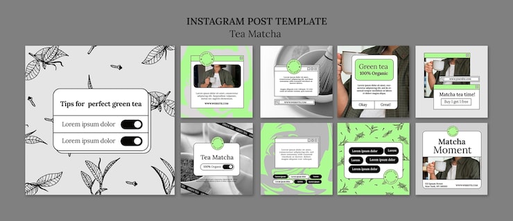 PSD Gratis desain templat teh matcha
