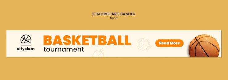 PSD Gratis desain template banner papan peringkat bola basket