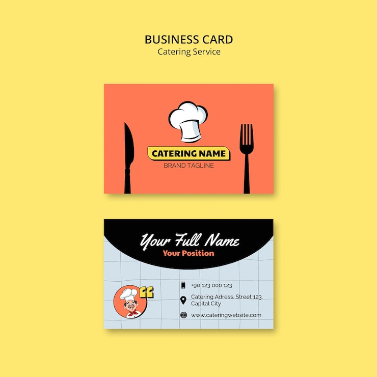 PSD Gratis desain template kartu nama katering