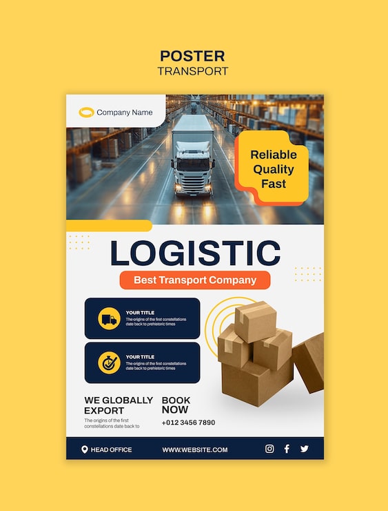 PSD Gratis desain template poster transportasi