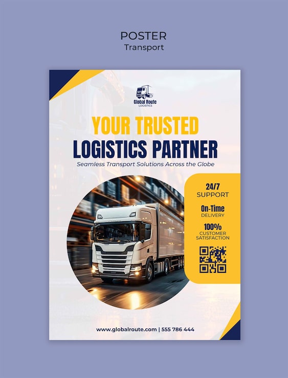 PSD Gratis desain template poster transportasi