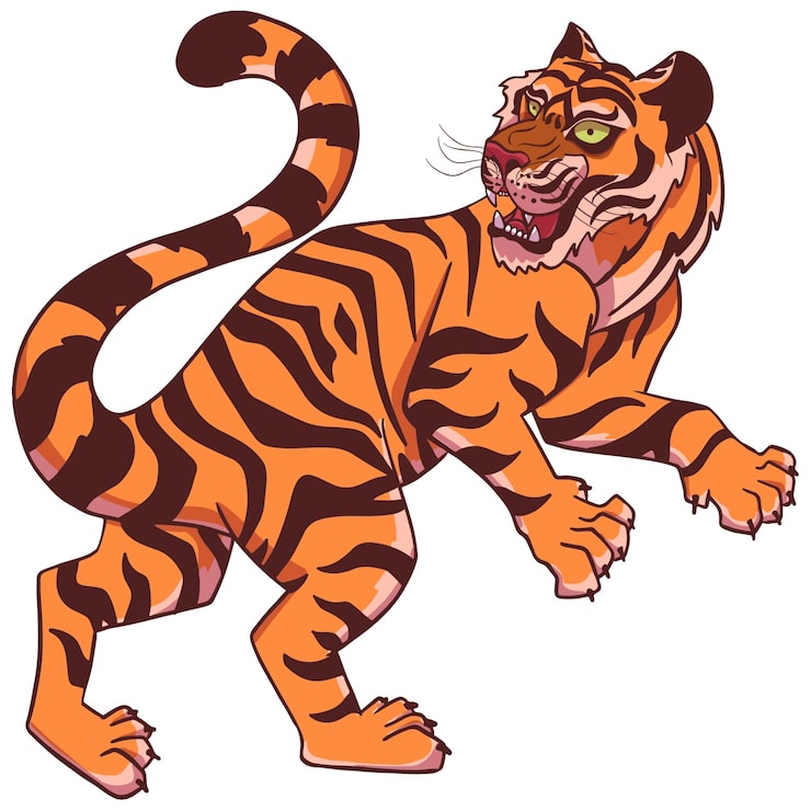 PSD gratuito dibujado a mano ilustración tigre