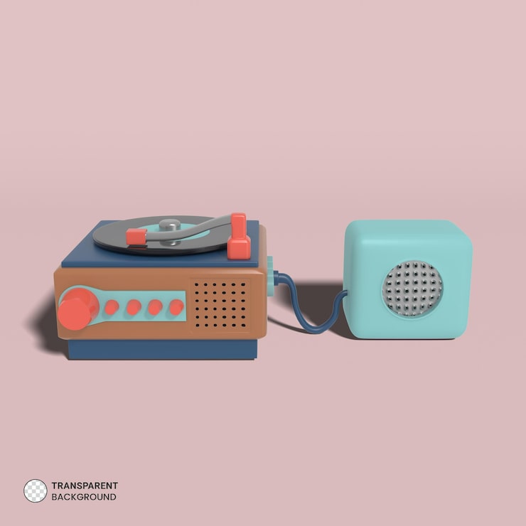 PSD gratuito disco de vinilo retro tocadiscos icono aislado 3d render ilustración