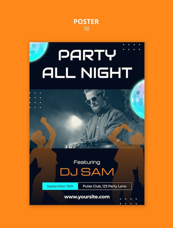 PSD gratuito disegno del modello del poster della festa dj