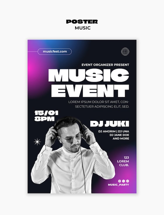 PSD gratuito disegno del modello di poster di musica