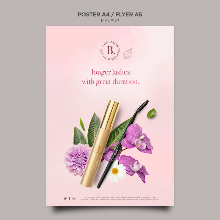PSD gratuito diseño de cartel de concepto de maquillaje