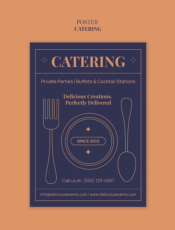PSD gratuito diseño de carteles de catering