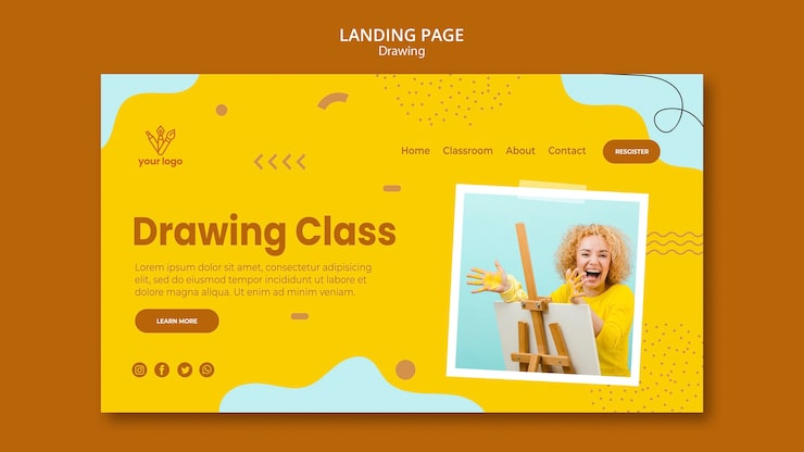 PSD gratuito diseño de página de aterrizaje de clase de dibujo