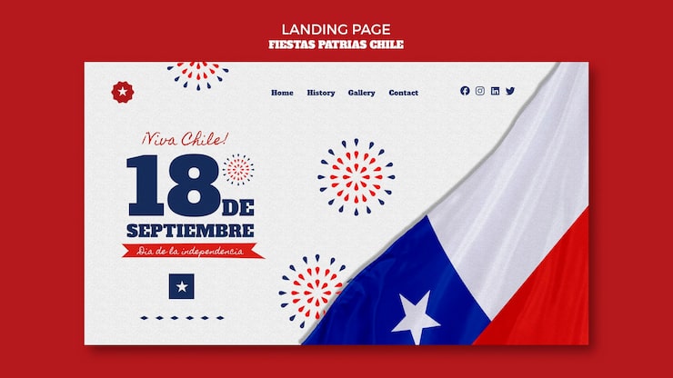 PSD gratuito diseño de página de destino del día internacional de chile