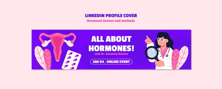 PSD gratuito diseño de plantilla de banner de linkedin para métodos y dispositivos hormonales