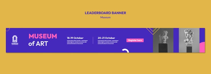 PSD gratuito diseño de plantilla de banner de la tabla de clasificación del museo