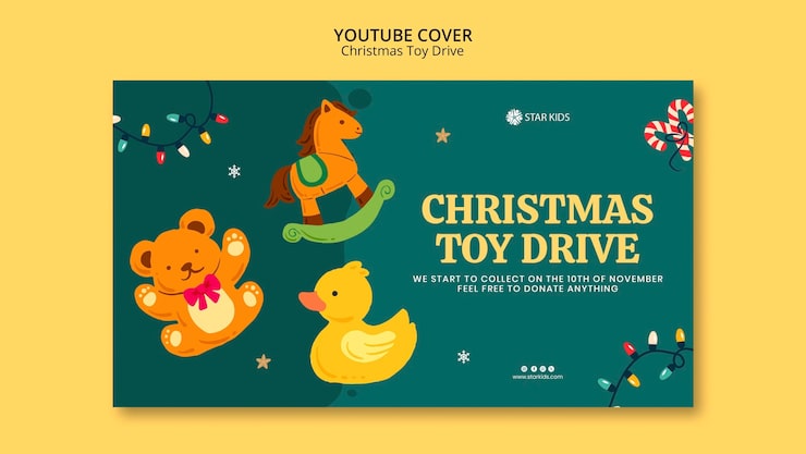 PSD gratuito diseño de plantilla de colecta de juguetes navideños.