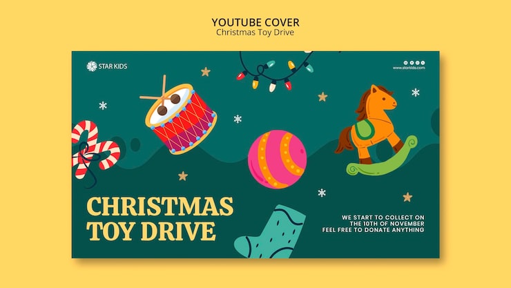 PSD gratuito diseño de plantilla de colecta de juguetes navideños.