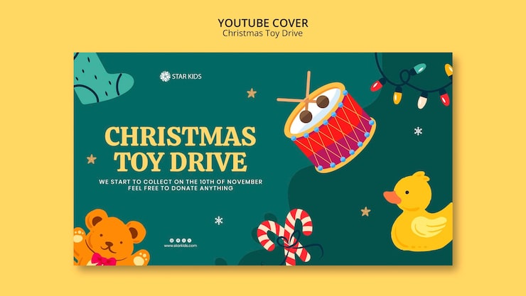 PSD gratuito diseño de plantilla de colecta de juguetes navideños.