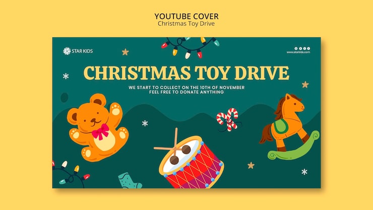 PSD gratuito diseño de plantilla de colecta de juguetes navideños.