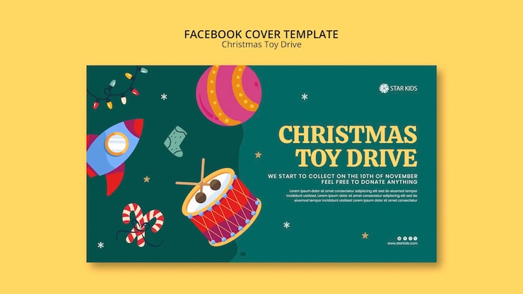 PSD gratuito diseño de plantilla de colecta de juguetes navideños.