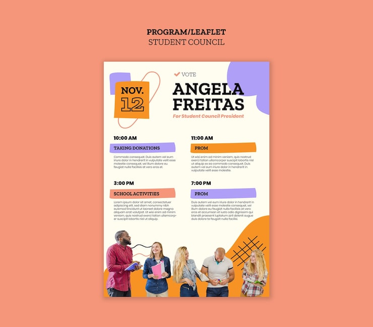 PSD gratuito diseño de plantilla de consejo estudiantil