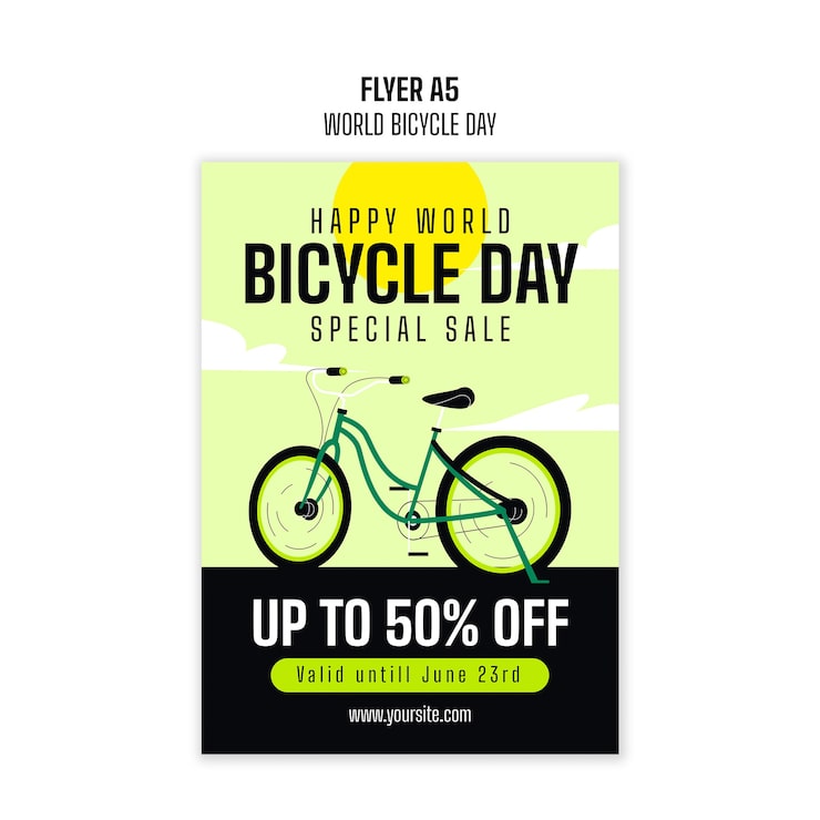 PSD gratuito diseño de plantilla para el día mundial de la bicicleta